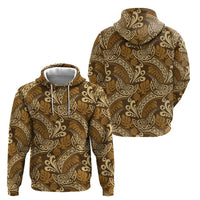 Brown Gold Monstera Zip Hoodie Polynesian Tribal Pattern LT01 - Polynesian Pride