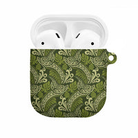 Olive Green Monstera AirPods Case Polynesian Tribal Pattern LT01 Green - Polynesian Pride