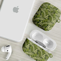 Olive Green Monstera AirPods Case Polynesian Tribal Pattern - Polynesian Pride