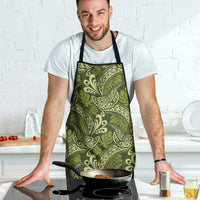Olive Green Monstera Apron Polynesian Tribal Pattern - Polynesian Pride