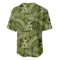 Olive Green Monstera Baseball Jersey Polynesian Tribal Pattern LT01 - Polynesian Pride