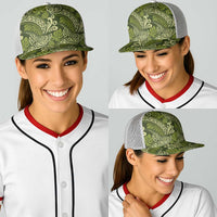 Olive Green Monstera Baseball Net Cap Polynesian Tribal Pattern LT01 - Polynesian Pride