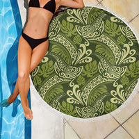 Olive Green Monstera Beach Blanket Polynesian Tribal Pattern - Polynesian Pride