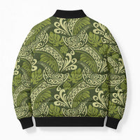 Olive Green Monstera Bomber Puffer Jacket Polynesian Tribal Pattern LT01 - Polynesian Pride