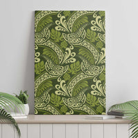 Olive Green Monstera Canvas Wall Art Polynesian Tribal Pattern LT01 - Polynesian Pride