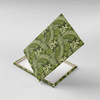 Olive Green Monstera Canvas Wall Art Polynesian Tribal Pattern LT01 With Frame Green - Polynesian Pride