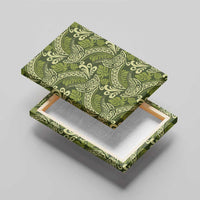 Olive Green Monstera Canvas Wall Art Polynesian Tribal Pattern LT01 - Polynesian Pride