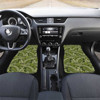 Olive Green Monstera Car Mats Polynesian Tribal Pattern LT01 Set 2pcs - Front Green - Polynesian Pride