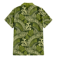Olive Green Monstera Family Matching Mermaid Dress and Hawaiian Shirt Polynesian Tribal Pattern - Polynesian Pride