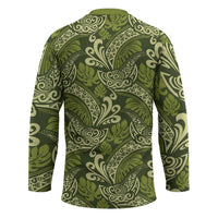 Olive Green Monstera Hockey Jersey Polynesian Tribal Pattern LT01 - Polynesian Pride