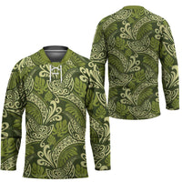 Olive Green Monstera Hockey Jersey Polynesian Tribal Pattern LT01 - Polynesian Pride
