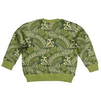Olive Green Monstera Kid Ugly Christmas Sweater Polynesian Tribal Pattern LT01 - Polynesian Pride