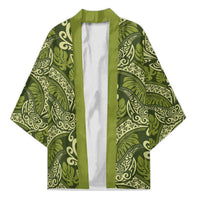 Olive Green Monstera Kimono Polynesian Tribal Pattern LT01 Unisex Green - Polynesian Pride