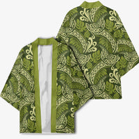 Olive Green Monstera Kimono Polynesian Tribal Pattern LT01 - Polynesian Pride