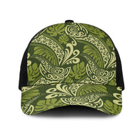Olive Green Monstera Mesh Trucker Cap Polynesian Tribal Pattern LT01 One Size Black Green - Polynesian Pride