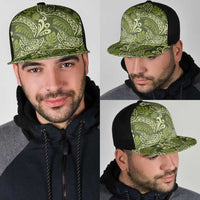 Olive Green Monstera Mesh Trucker Cap Polynesian Tribal Pattern LT01 - Polynesian Pride