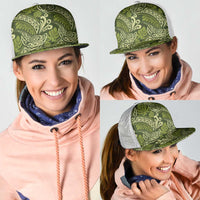 Olive Green Monstera Mesh Trucker Cap Polynesian Tribal Pattern LT01 - Polynesian Pride