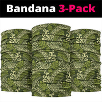 Olive Green Monstera Neck Gaiter Polynesian Tribal Pattern LT01 package One Size: 25*50cm Green - Polynesian Pride