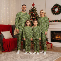 Olive Green Monstera Christmas Pajama Set Polynesian Tribal Pattern LT01 - Polynesian Pride