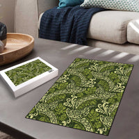 Olive Green Monstera Puzzle Polynesian Tribal Pattern LT01 - Polynesian Pride