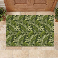 Olive Green Monstera Rubber Doormat Polynesian Tribal Pattern LT01 Green - Polynesian Pride