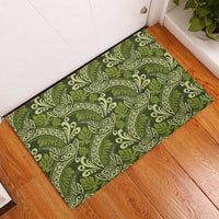 Olive Green Monstera Rubber Doormat Polynesian Tribal Pattern LT01 - Polynesian Pride