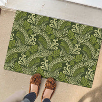 Olive Green Monstera Rubber Doormat Polynesian Tribal Pattern LT01 - Polynesian Pride