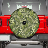 Olive Green Monstera Spare Tire Cover Polynesian Tribal Pattern - Polynesian Pride