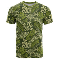 Olive Green Monstera T Shirt Polynesian Tribal Pattern LT01 Green - Polynesian Pride