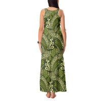 Olive Green Monstera Tank Maxi Dress Polynesian Tribal Pattern LT01 - Polynesian Pride