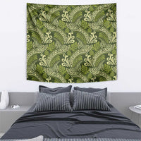 Olive Green Monstera Tapestry Polynesian Tribal Pattern - Polynesian Pride
