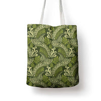 Olive Green Monstera Tote Bag Polynesian Tribal Pattern - Polynesian Pride