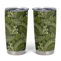 Olive Green Monstera Tumbler Cup Polynesian Tribal Pattern LT01 Green - Polynesian Pride