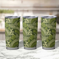 Olive Green Monstera Tumbler Cup Polynesian Tribal Pattern LT01 - Polynesian Pride