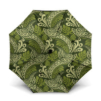 Olive Green Monstera Umbrella Polynesian Tribal Pattern LT01 One Size Folded 11.42 inch Opened Diameter 37.4 inch Green - Polynesian Pride