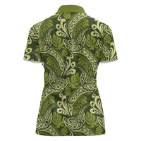 Olive Green Monstera Women Polo Shirt Polynesian Tribal Pattern LT01 - Polynesian Pride