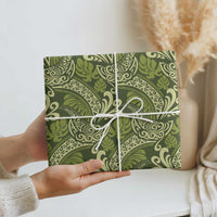 Olive Green Monstera Wrapping Paper Polynesian Tribal Pattern LT01 - Polynesian Pride