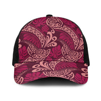 Sweet Pink Monstera Baseball Net Cap Polynesian Tribal Pattern LT01 One Size Black Pink - Polynesian Pride