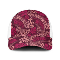 Sweet Pink Monstera Baseball Net Cap Polynesian Tribal Pattern LT01 One Size White Pink - Polynesian Pride
