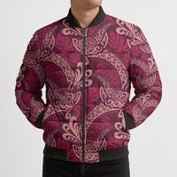 Sweet Pink Monstera Bomber Puffer Jacket Polynesian Tribal Pattern LT01 - Polynesian Pride