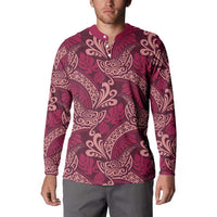 Sweet Pink Monstera Button Sweatshirt Polynesian Tribal Pattern LT01 - Polynesian Pride