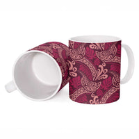 Sweet Pink Monstera Ceramic Mug Polynesian Tribal Pattern - Polynesian Pride