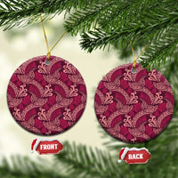 Sweet Pink Monstera Ceramic Ornament Polynesian Tribal Pattern LT01 Circle Pink - Polynesian Pride