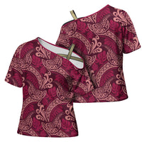 Sweet Pink Monstera Cross Shoulder Shirt Polynesian Tribal Pattern LT01 - Polynesian Pride