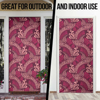 Sweet Pink Monstera Door Cover Polynesian Tribal Pattern - Polynesian Pride