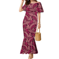 Sweet Pink Monstera Family Matching Mermaid Dress and Hawaiian Shirt Polynesian Tribal Pattern - Polynesian Pride