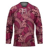 Sweet Pink Monstera Hockey Jersey Polynesian Tribal Pattern LT01 Unisex Pink - Polynesian Pride