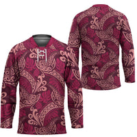 Sweet Pink Monstera Hockey Jersey Polynesian Tribal Pattern LT01 - Polynesian Pride