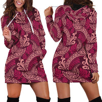 Sweet Pink Monstera Hoodie Dress Polynesian Tribal Pattern LT01 - Polynesian Pride