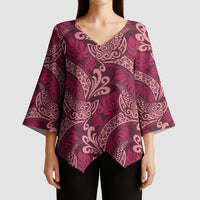 Sweet Pink Monstera Kimono Sleeve Blouse Polynesian Tribal Pattern LT01 - Polynesian Pride